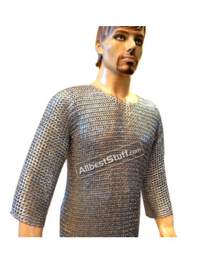 Hand Made Maile Armour Flat Riveted Solid 9 mm Hauberk Chest 44